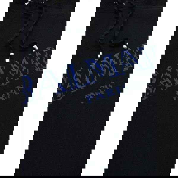 Balmain Flocked Blue Printed Hoodie   in  Black
