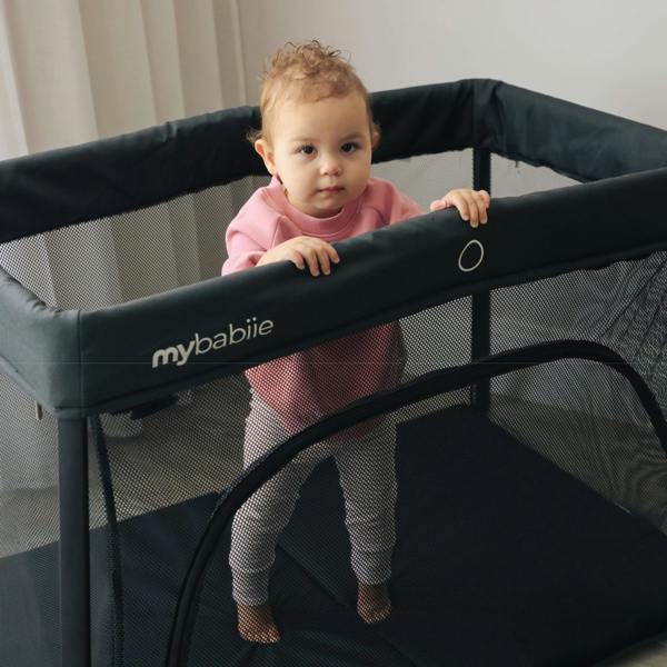 My Babiie MBTC3 Air-Light 3-in-1 Travel Cot with Bassinet - Black