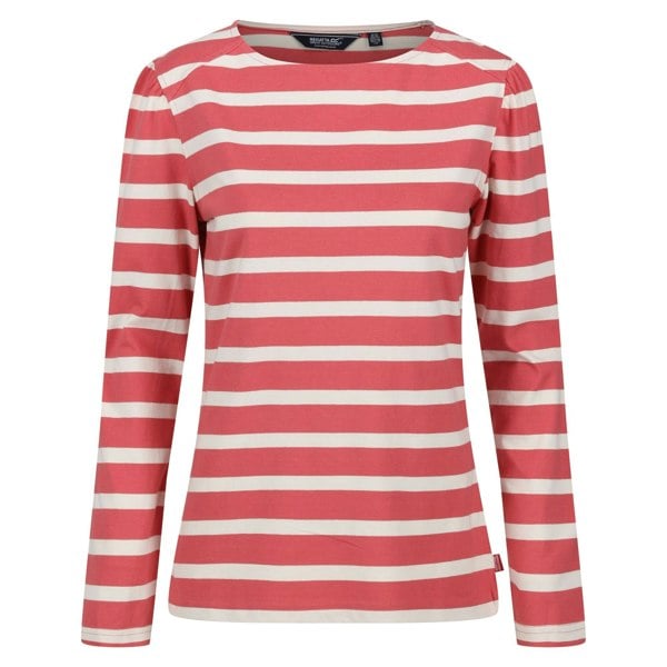 Regatta Womens/Ladies Federica Stripe Long-Sleeved T-Shirt - Mineral Red/Light Vanilla