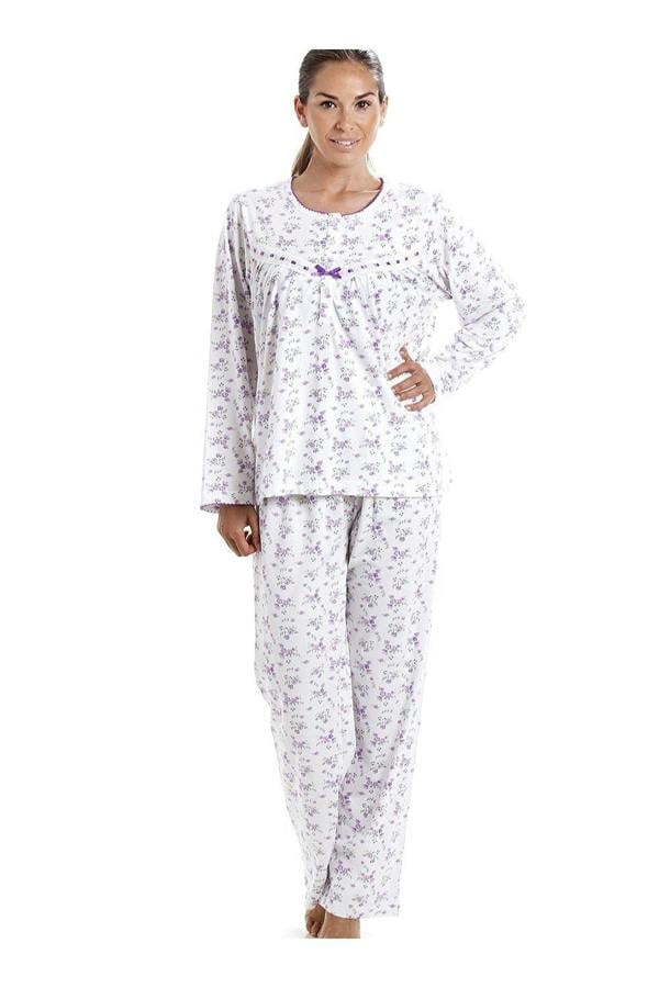 Classic Cotton Jersey Lilac Floral Print Pyjama Set