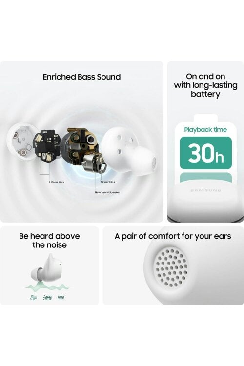 Samsung Wireless In-Ear Earbuds ANC Touch Controls with Charging Case – White