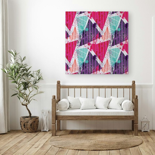 Warren Reed Shabby Geometric Pattern Canvas