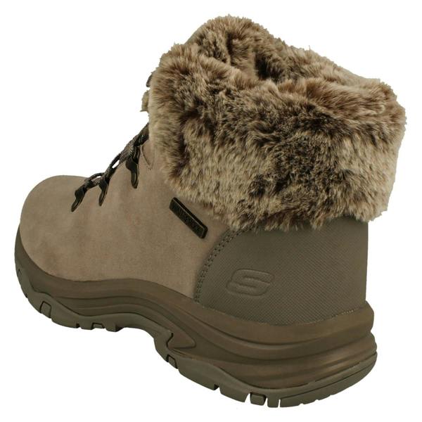 Skechers Ladies Skechers Faux Fur Cuffed Waterproof Ankle Boots Falls Finest 167178