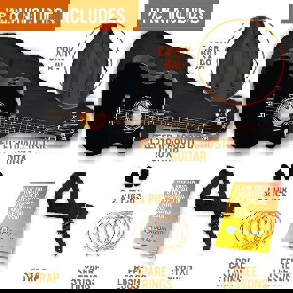 3rd Avenue Full Size Cutaway Electro Acoustic Guitar Pack Black Acoustic Guitars#Colour_Black