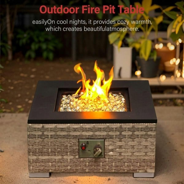 Oseasons Trinidad Rattan Modular 6 Seat Firepit Chaise Lounge Set in Dove Grey