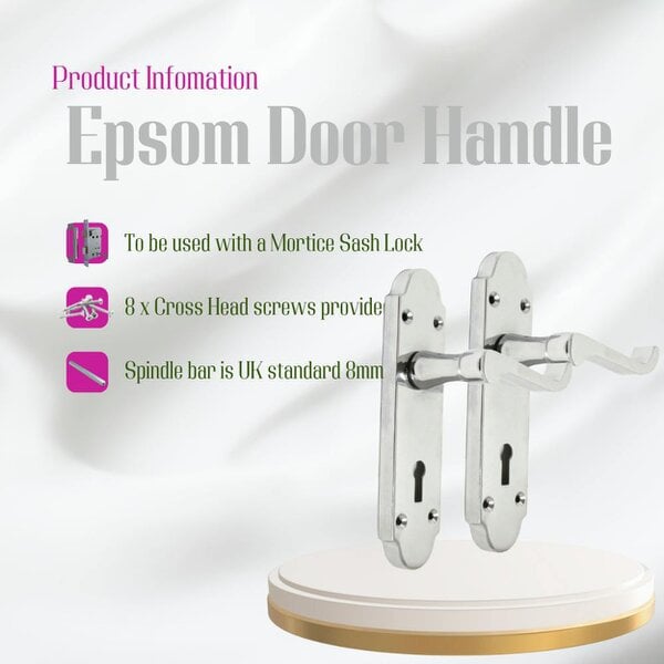 EDH Door Hardware Epsom Door Handles x1 – Chrome Internal Lever Handles for Interior Doors