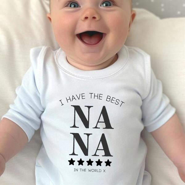 Personalised Best Nana Baby Grow, Vest or Bib with Name