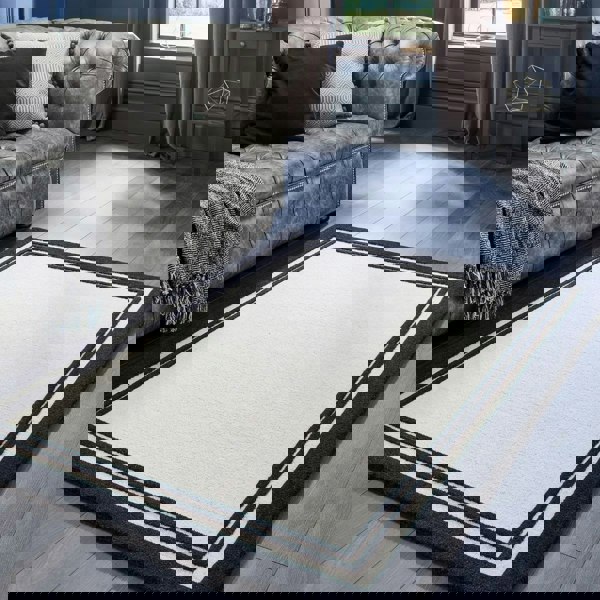 The Rugs Piper Wool Rug – Modern Black & Cream