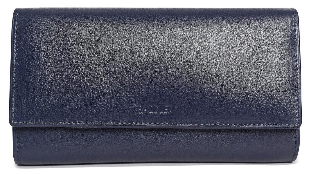 SADDLER Large Leather Multi-Section Purse "Grace" – Handmade by Saddler | RFID Protected & Gift Boxed - Peacoat Blue