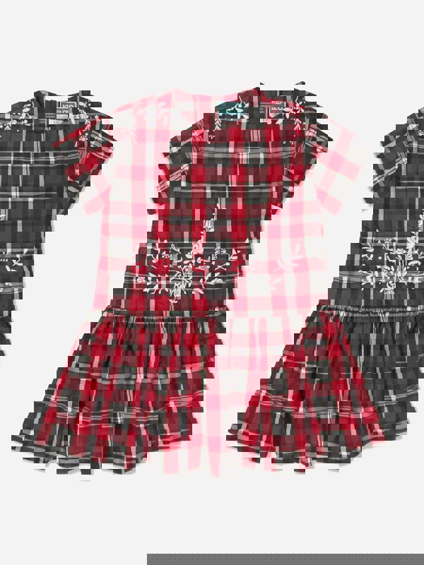 KENZO KIDS KENZO Girls Checked Embroidered Dress in Red