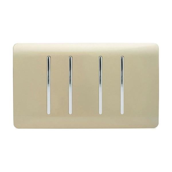 Trendi Switch 4 Gang Light Switch (3x 1 or 2 Way & 1 x Intermediate)in Champagne Gold