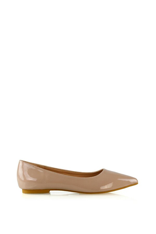 XY LONDON Slip on Pointed Toe Flat Ballerina Pump Shoes - Beige