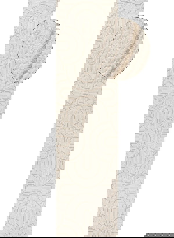 Living Room rug, beige-cream colours, geometric, practicality in mind, the rug is anti-allergic.