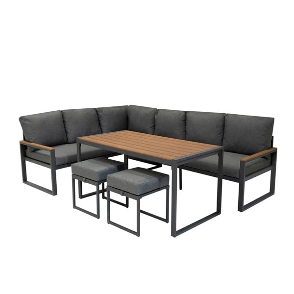 Jardi Aluminium Corner Sofa Set - Wood Effect