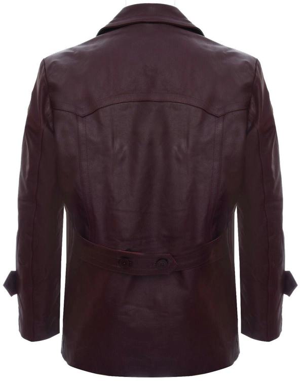 Infinity Leather Mens Cow Hide Dr Who Naval German Pea Coat Leather Jacket