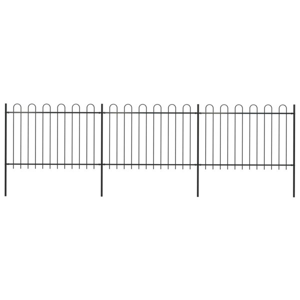 Berkfield Garden Fence with Hoop Top Steel 5.1x1.2 m Black
