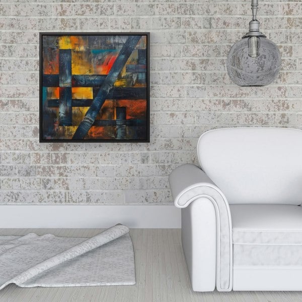 Warren Reed Geometric Interplay: Abstract Patterns Framed Canvas