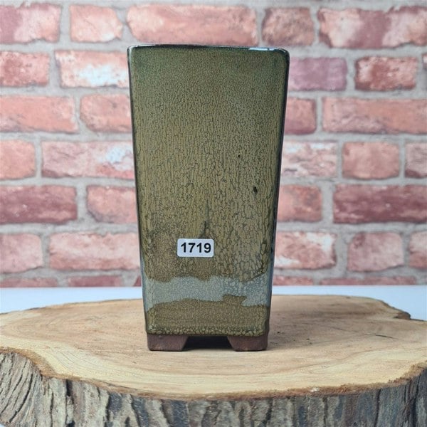 9cm Glazed Bonsai Pot | Cascade | 9cm x 17cm | Green - Yorkshire Bonsai