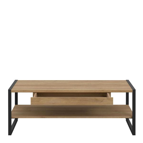 Wyld Haus Egtved Black and Natural Oak Wood Effect Coffee Table 1 Drawer