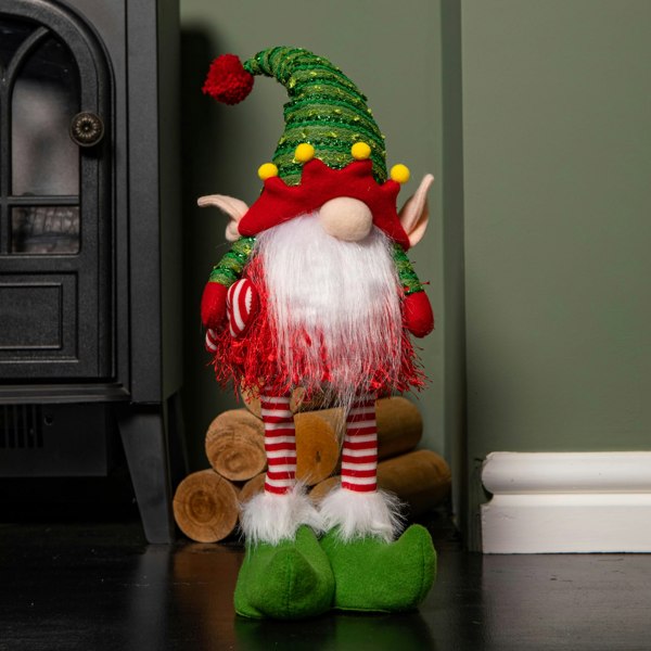 Samuel Alexander 46cm Battery Operated Light up Standing Christmas Elf Gonk with Warm White LEDs