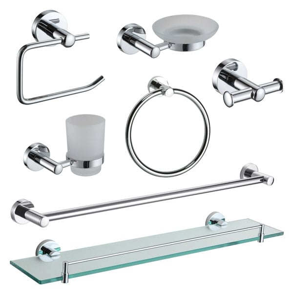 Showerdrape Modernity Chrome Stainless Steel Wall Mounted 7 Piece Bathroom Accessory Set