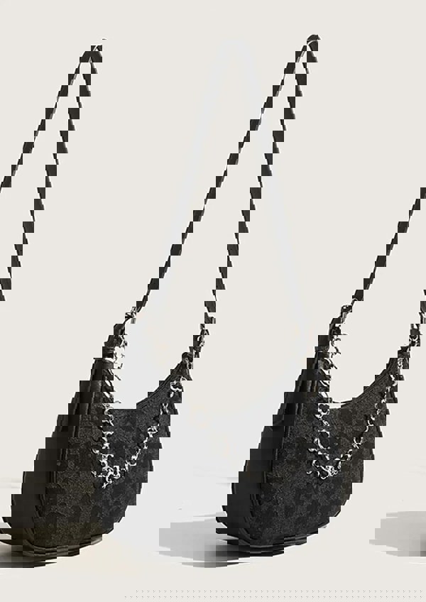 SVNX Floral Textured Baguette Bag With Chain