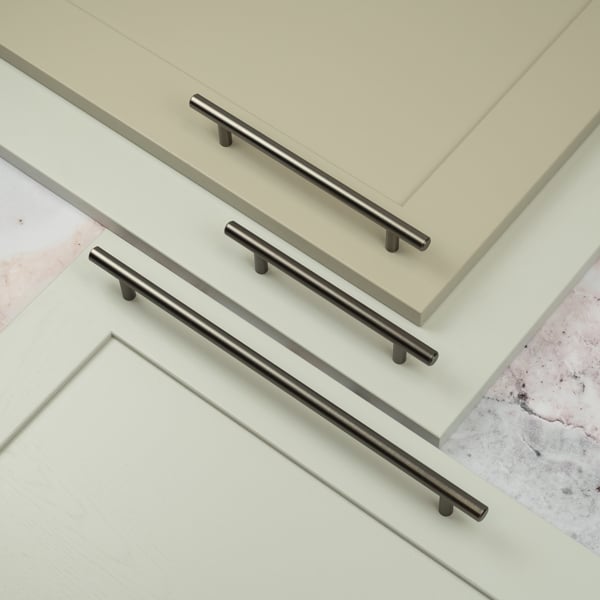 Handle & Home Gunmetal T-Bar Handles & Coordinating Pull Knob