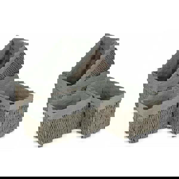 Grey Paper Rope Storage Basket with Grey Cotton Lining