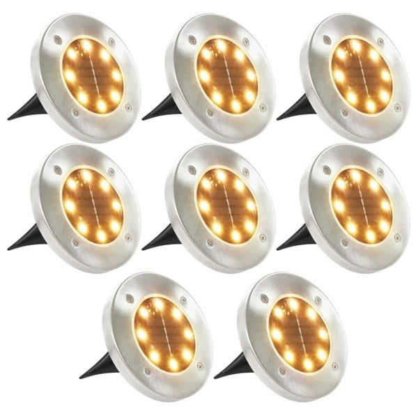 Berkfield Solar Ground Lights 8 pcs LED Lights Warm White