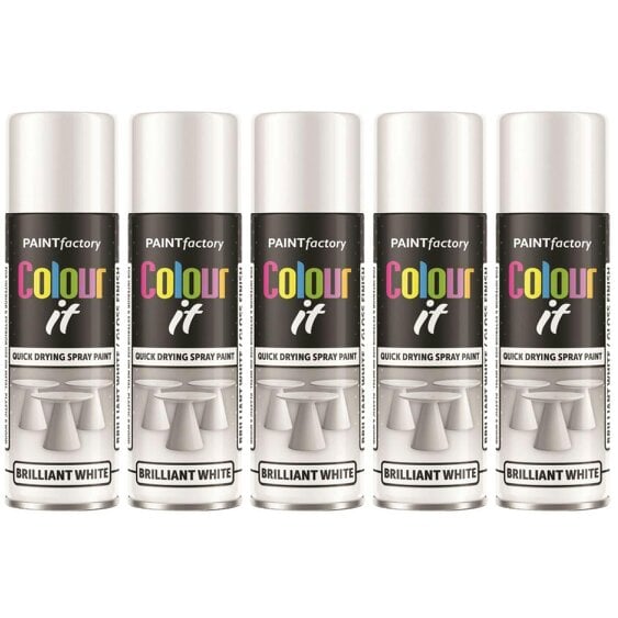 Paint Factory 5X  White Gloss Spray Paint 250ml