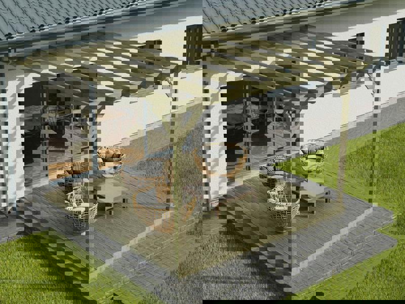 Arbor Garden Solutions Wall Mounted Pergola and Decking Kit Chamfered Design