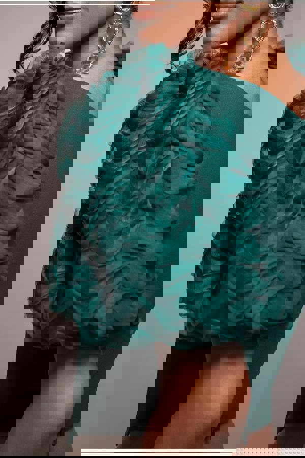 3D Textured Sleeve Scuba Corset Top - Emerald Green T235