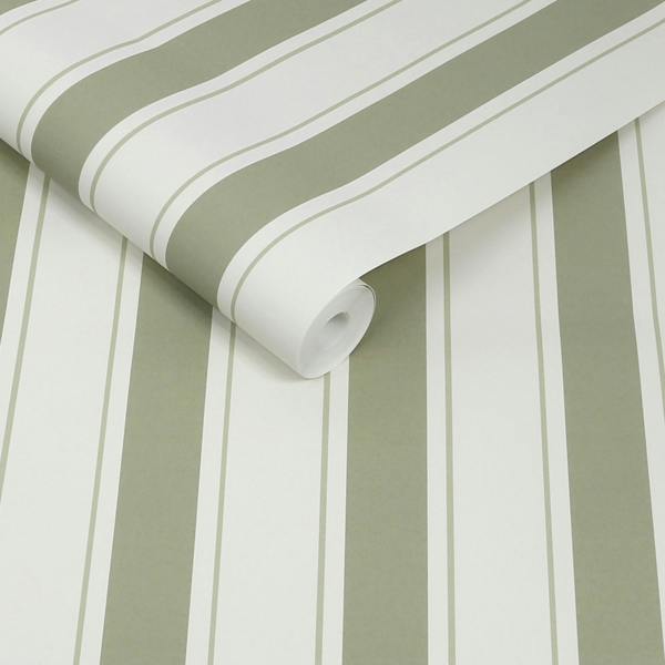 Sophie Allport Oundle Stripe Mossbank Green Wallpaper
