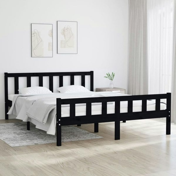 Berkfield Bed Frame Black Solid Wood 120x200 cm