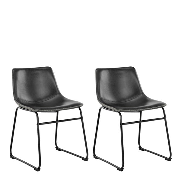 Furniture To Go I_Oregon Dining Chair In Black with Cream Stitching Set of 2