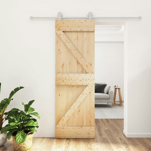 Berkfield Sliding Door with Hardware Set 70x210 cm Solid Wood Pine