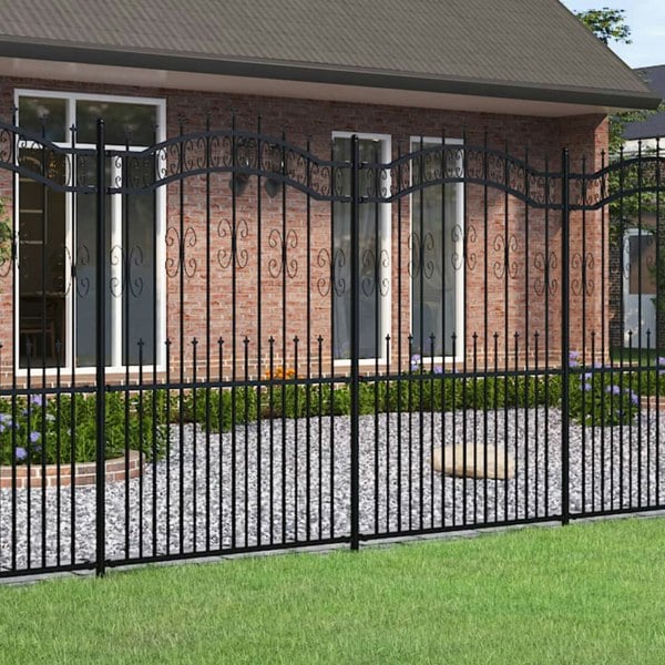 Berkfield Garden Fence with Spear Top Black 222 cm Powder-coated Steel
