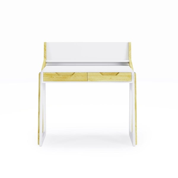 Dorel Home Palmer Adjustable Office Desk in White / Oak