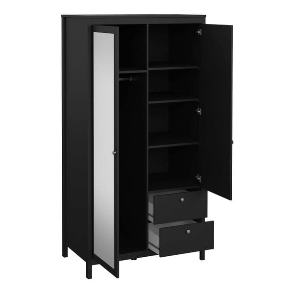 Wyld Haus Gossmere Matt Black Wardrobe 2 Doors 2 Drawers