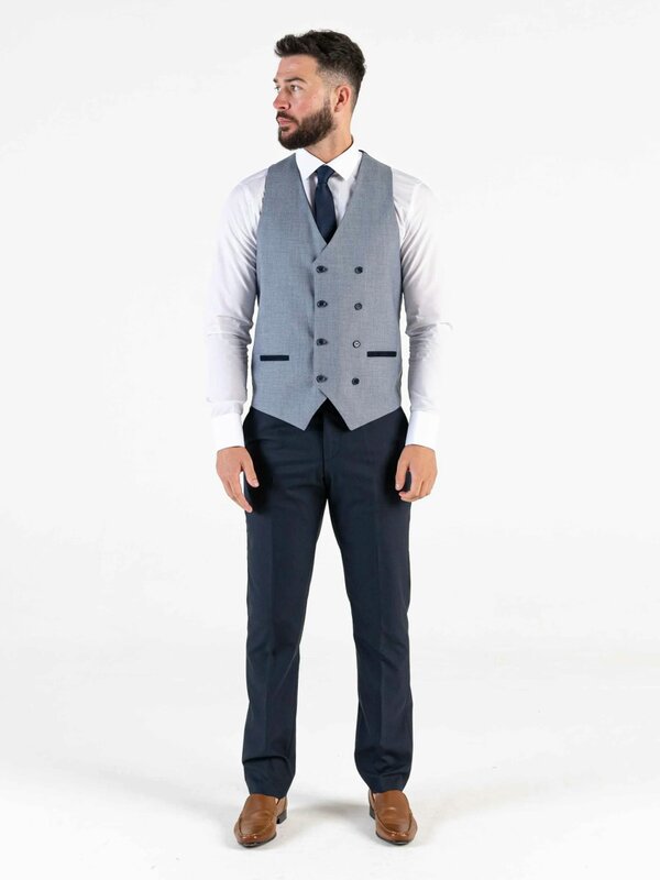 V2 Classic Angelo - Navy Checks Three Piece Suit