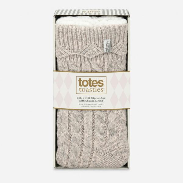 Totes TEXTURE SLIPPER SOCKS Slipper Socks Slipper Socks   in  Cream