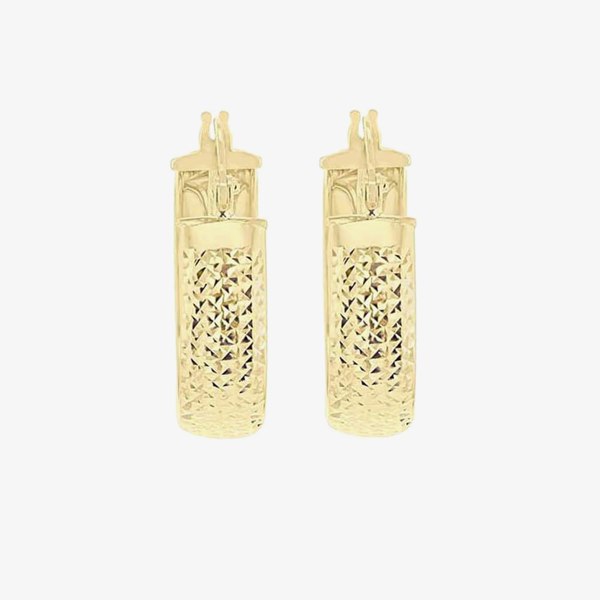 T. H. Baker 9ct Yellow Gold Diamond Cut Double Hoop Earrings 1.51.2219
