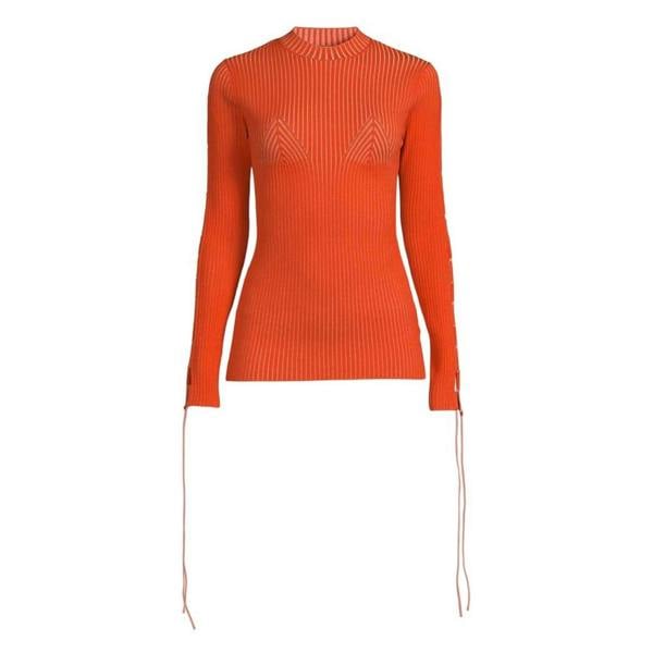 Off White Womens/Ladies Slim Jumper - Coral Red - 