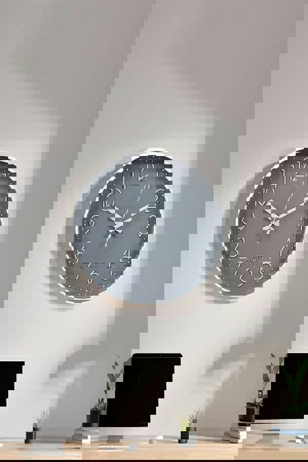 Living and Home 12-Inch Minimalist Wall Clock with Arabic Numerals