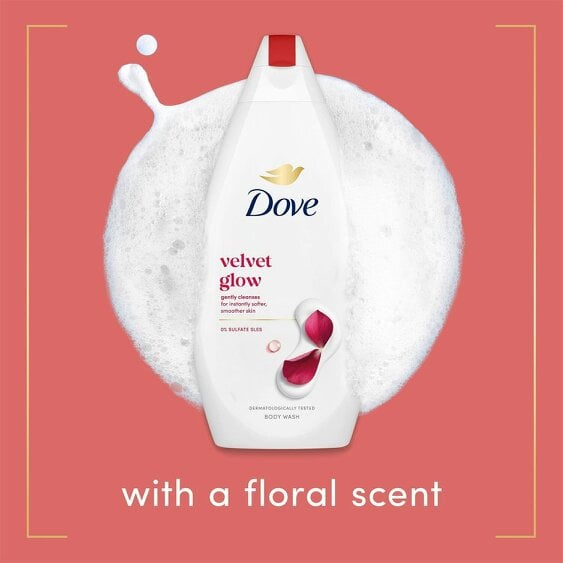 Dove Velvet Glow Body Wash 3 Pack, 0% Sulfate SLES Shower Gel, 450ml