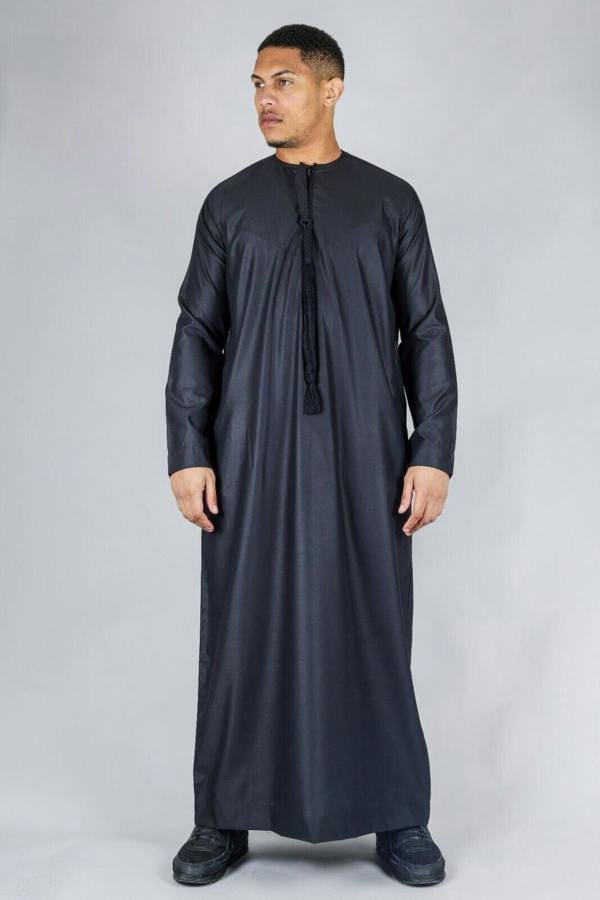 Infinity Leather Men's Thobe Emirati Islamic Jubba Robe Eid Tassel Regular Fit