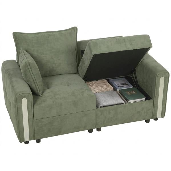 HOMCOM 2 Seater Sofa with Lift-Up Storage, 168 cm Velvet Couch, Dark Green