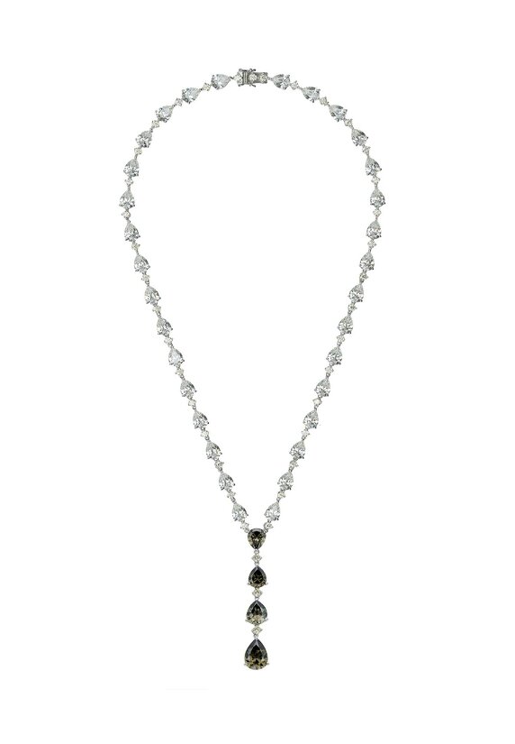 Latelita Elizabeth Statement Necklace Smokey Quartz Silver