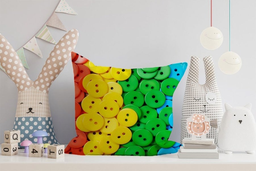 Warren Reed Colourful Buttons Pattern Cushions