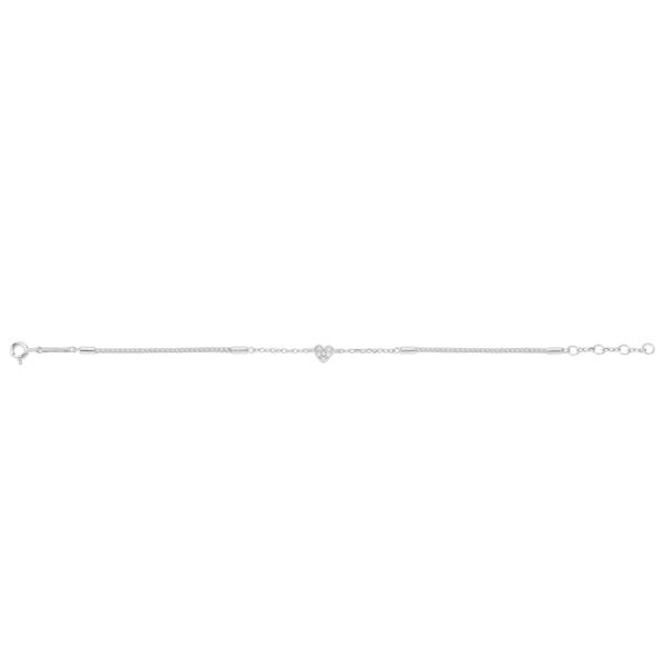 BLOOMTINE Mini Heart Sterling Silver Silk Cord Bracelet